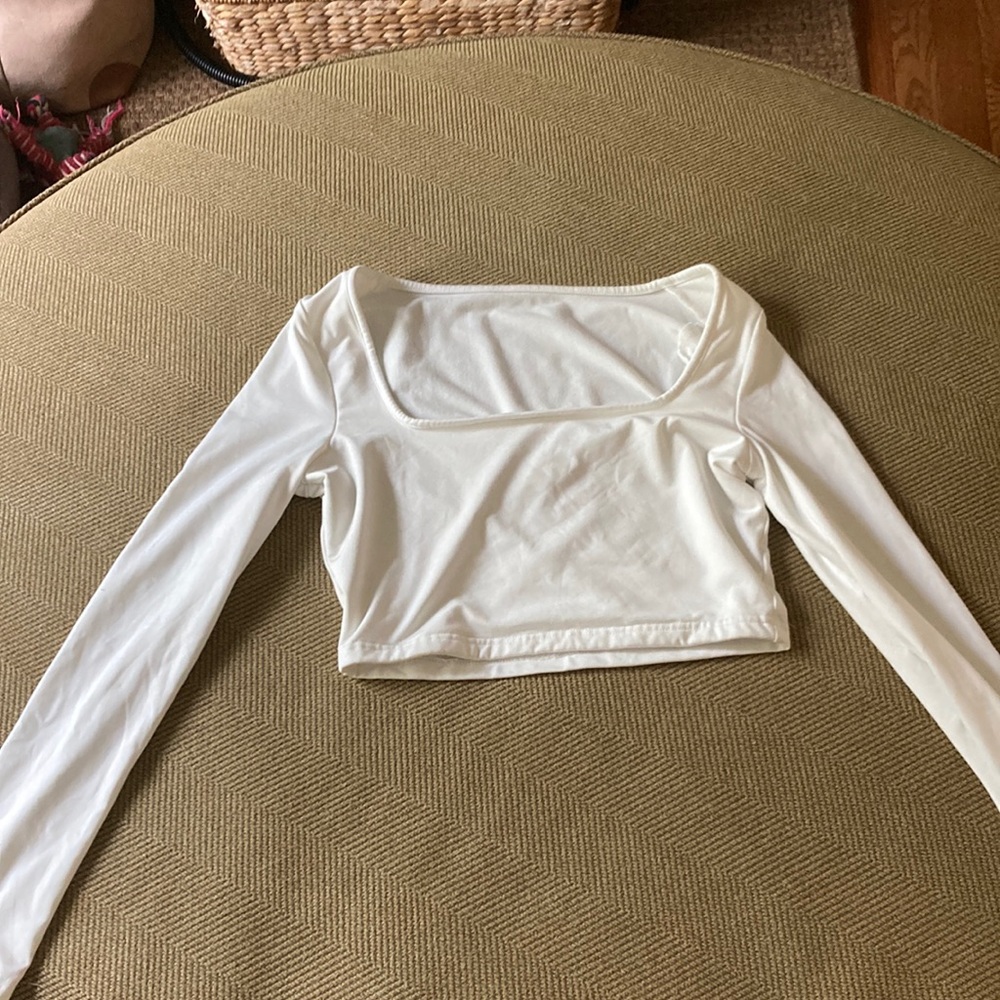 White zara cropped long sleeve